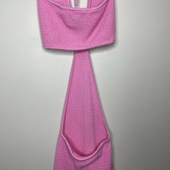 VICTOR GLEMAUD Knit Cutout Midi Dress Women XS Bubblegum Pink 100% Cotton - Picture 10 of 15